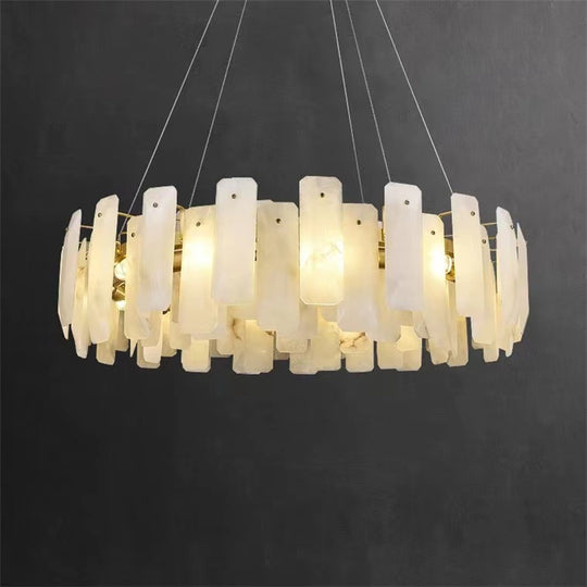 Alabaster Flake Round Chandelier 20