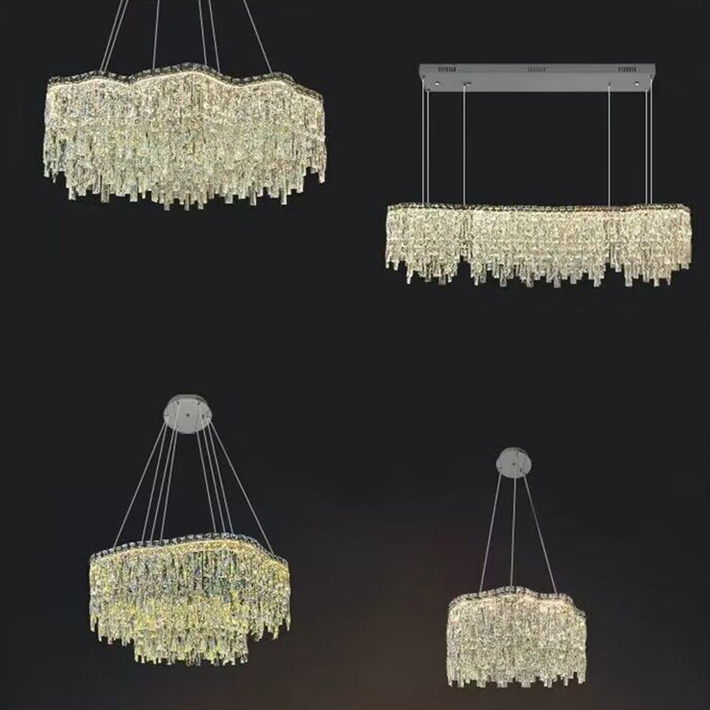 Modern Luxury  Irregular Round/Oval Crystal Chandelier Set For Bedroom/Living Room/Dining Room