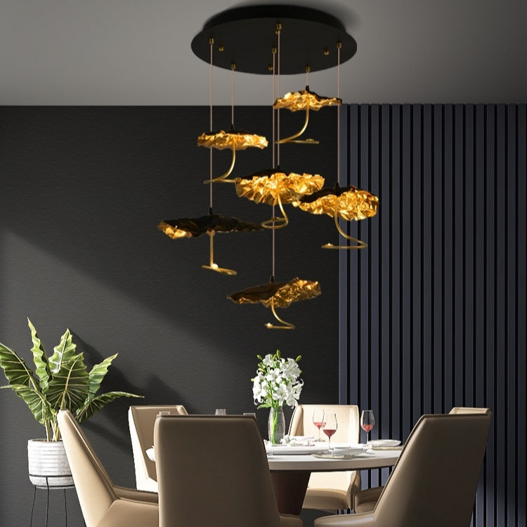 Nordic Art Lotus Leaves Shape Pendant Chandelier for Dining Room/Stairs/Foyer