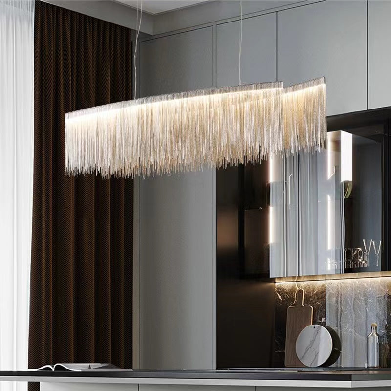 Modern Art Aluminum Tassel Pendant Chandelier for Living/Dining Room/Kitchen Island