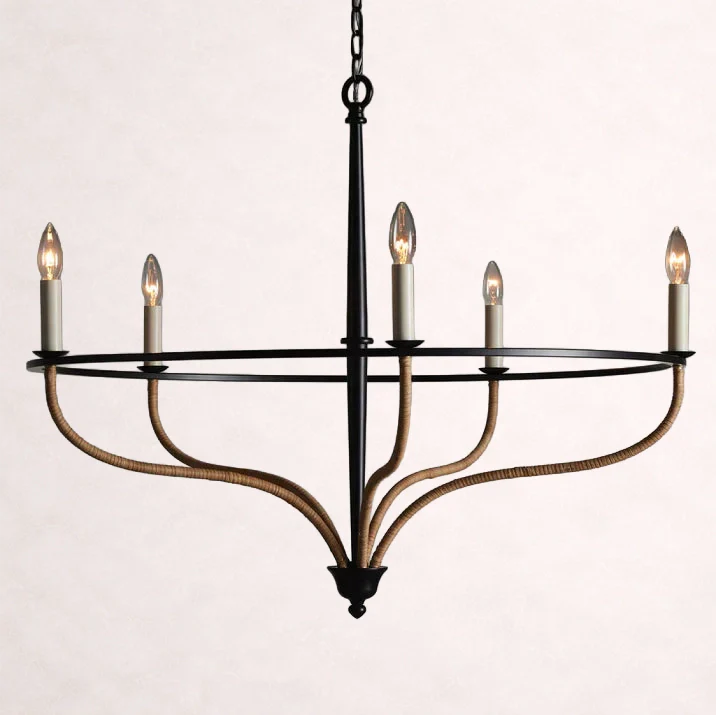 Rosalind Rattan Chandelier in Black