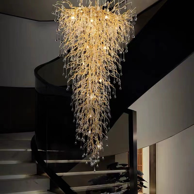 Branch Water Drop Crystal Chandelier For Foyer/Staircase