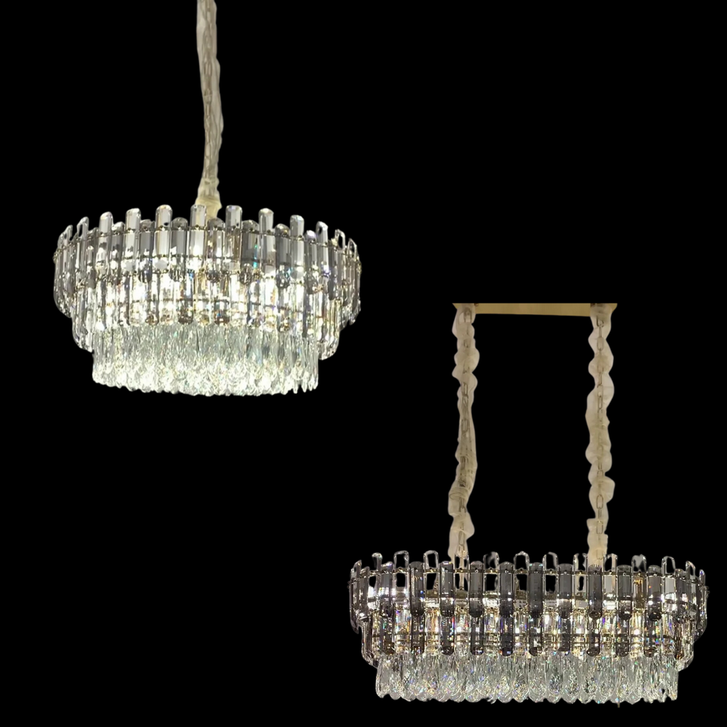 Light Luxury Round /Rectangular Crystal Chandelier for Living/Dining Room/Bedroom