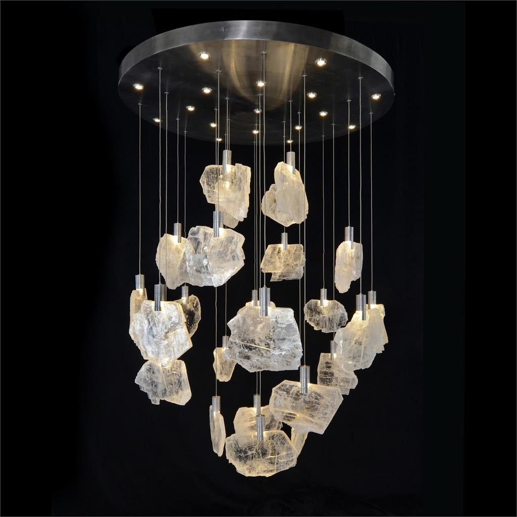 Selenite Pane Round Pendant Chandelier 38''D