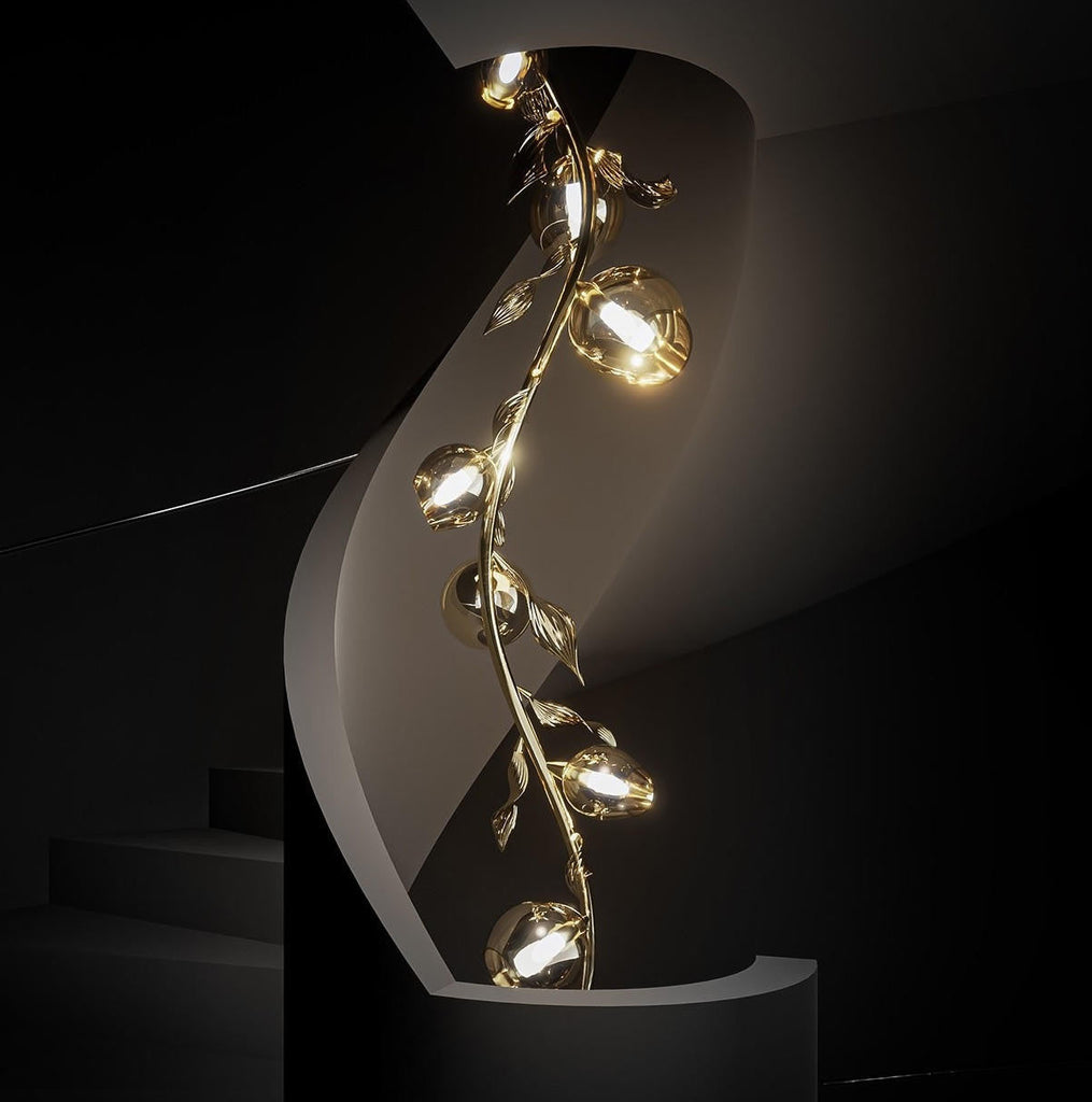 Adelaide Gold Vine Chandelier with Tinted or Clear Glass Globes