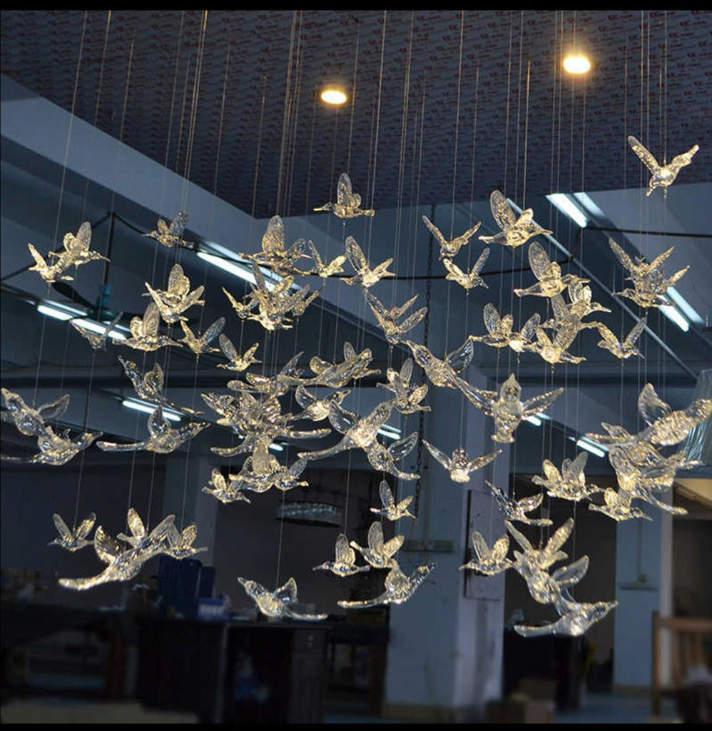 Aiyra Creative Hand Blown Murano Glass Bird Chandelier