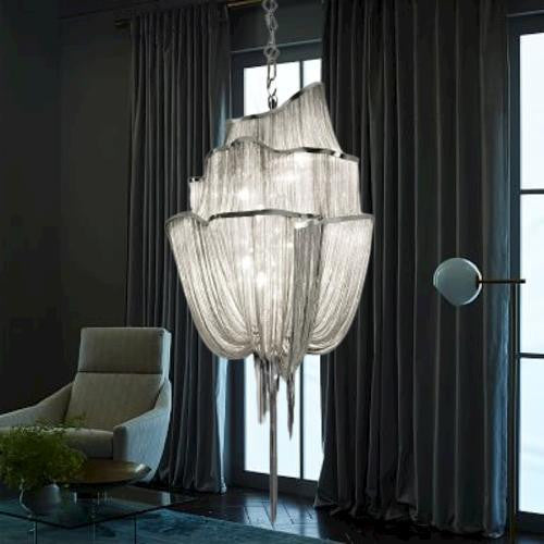 Atlantis Designer Polished Chrome Chain Chandelier