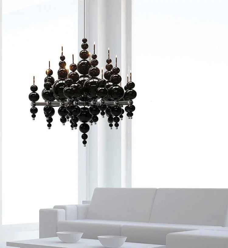 Black Bubble Chandelier - Black Orb Chandelier - Black Entryway Chandelier