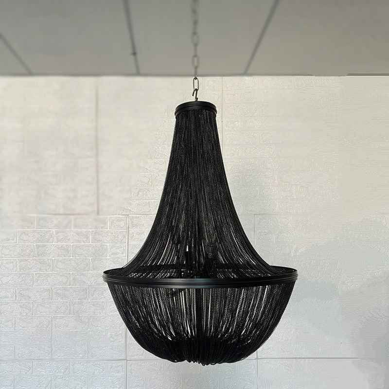 Black Chain Chandelier - Modern Black Chandelier Lighting - Black Metal Chandelier Modern