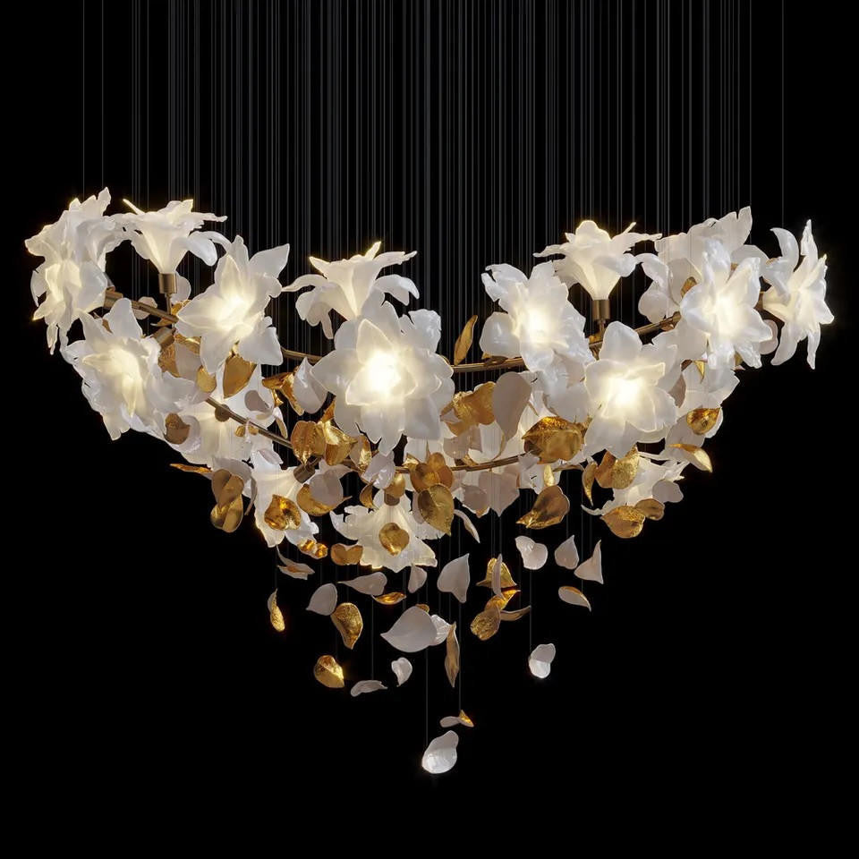 White Ceramic Flower Chandelier