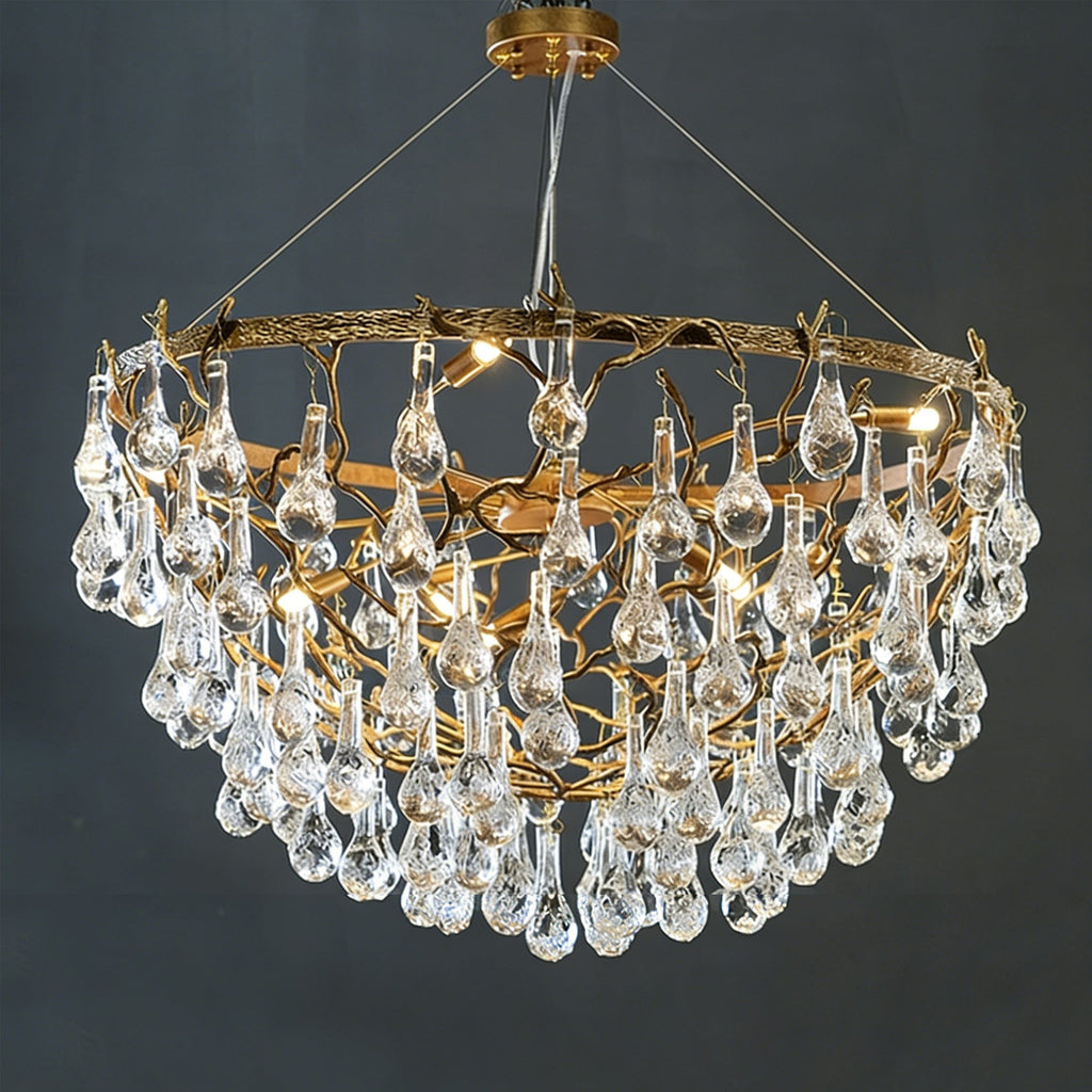 Doris Branch Brass Crystal Chandelier