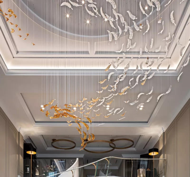 Elodie Luxurious Hand Blown Glass Feather Chandelier