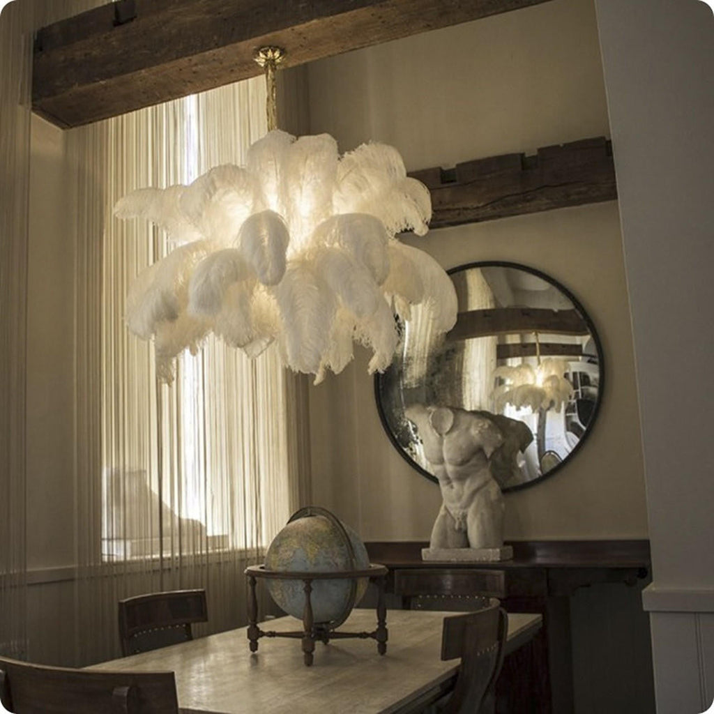 Elyse Ostrich Feather Palm Tree Chandelier