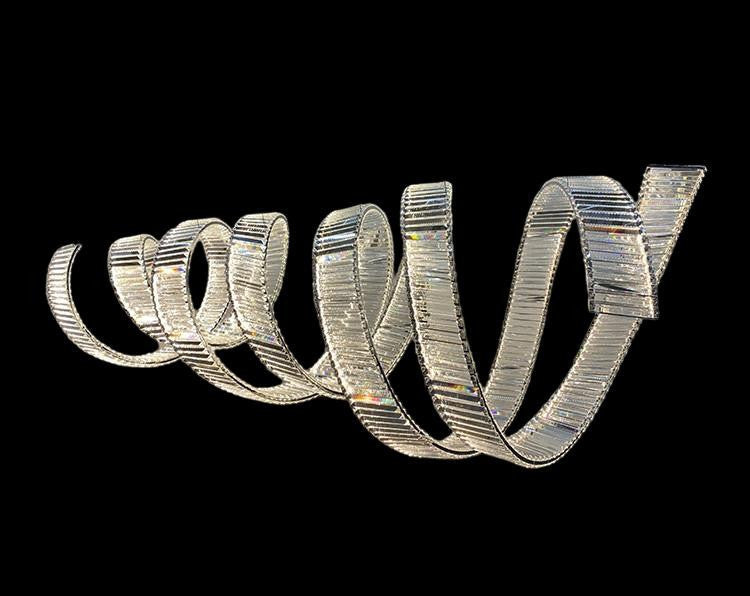 Fleur Spiral Chrome Crystal Abstract Modern Luxury Chandelier