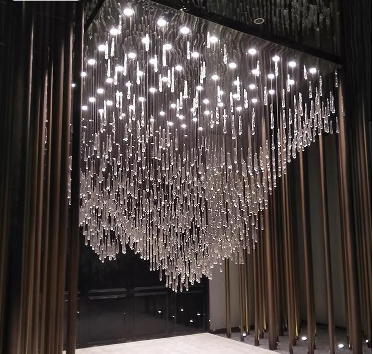 Kana Clear Crystal Raindrop Luxury Hotel Chandelier