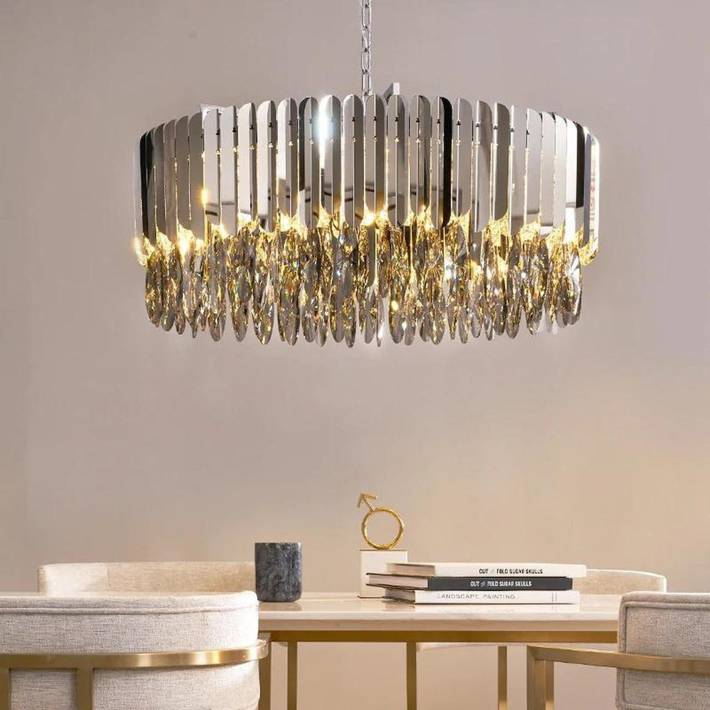Leora Silver Metallic Crystal Detail Chandelier