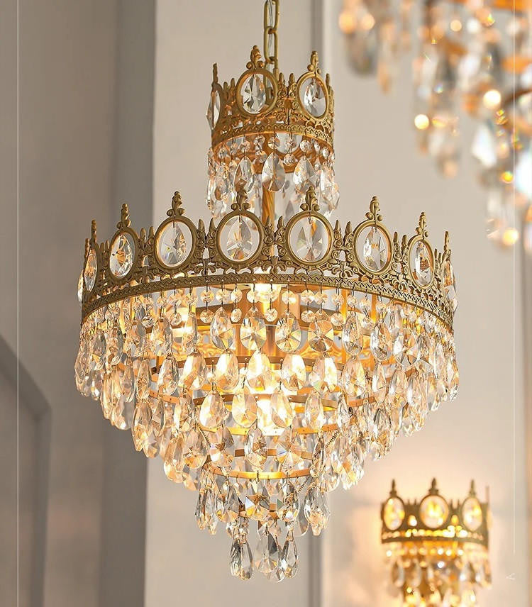 Vintage Gold Crystal Chandelier