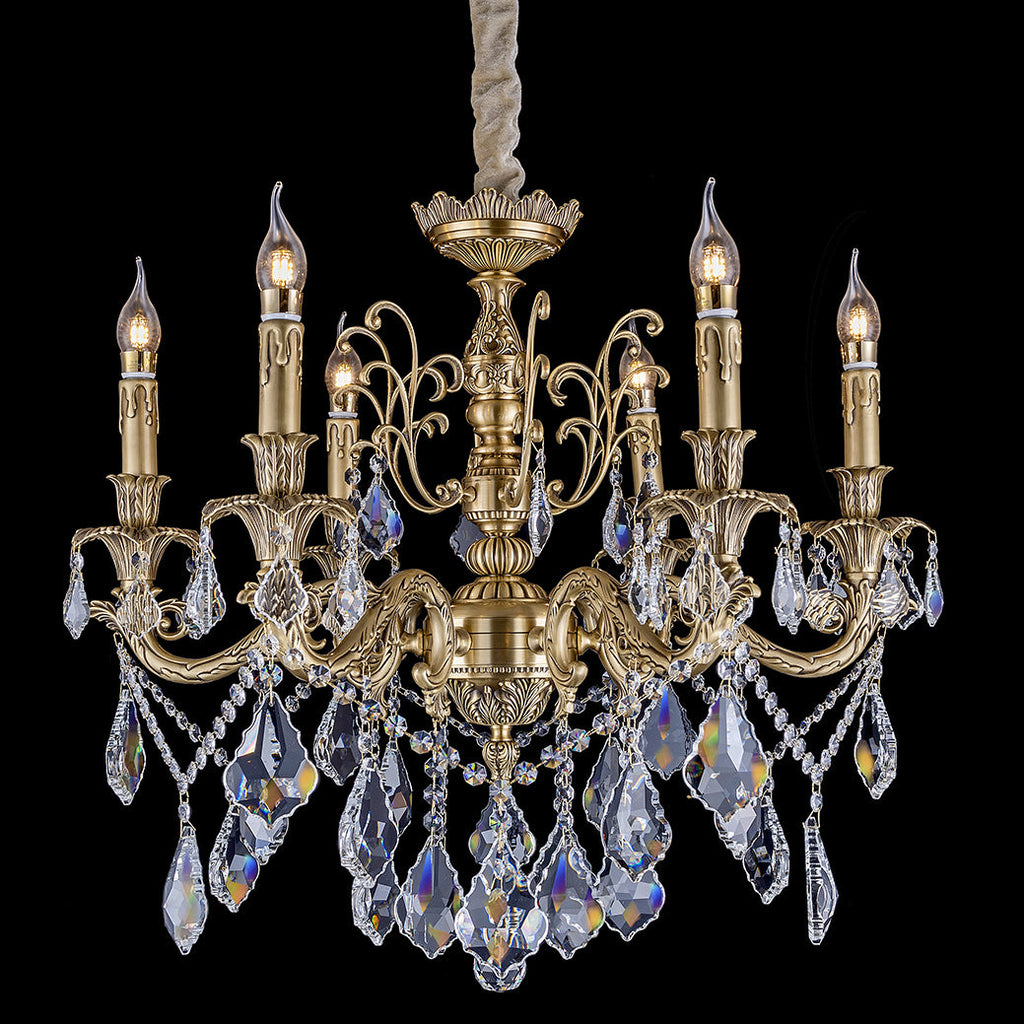 6 lights mini brass chandelier