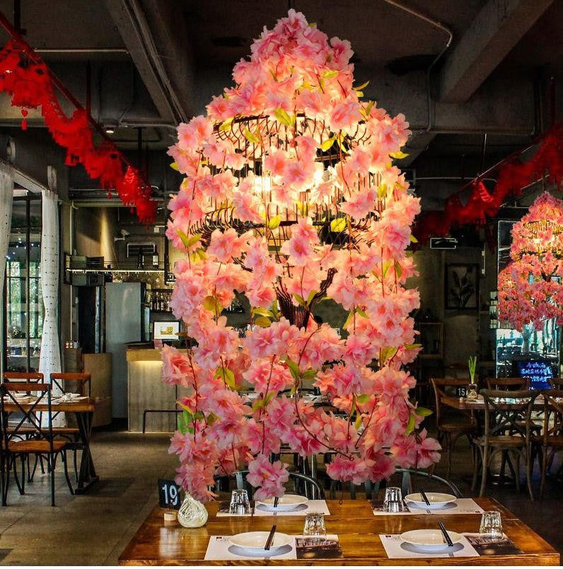 Meadow Pink Artificial Flower Chandelier