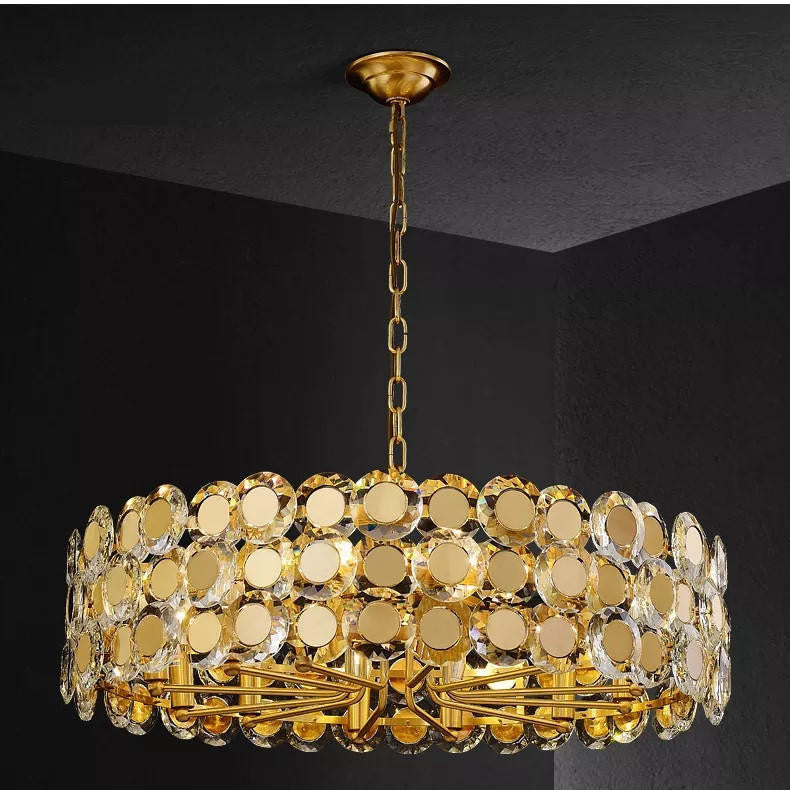 Nora Gold Round Crystal Modern Chandelier