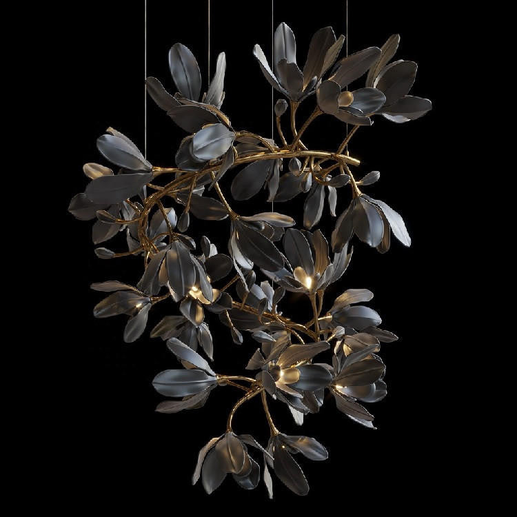 Octavia Black Branching Glass Flower Chandelier
