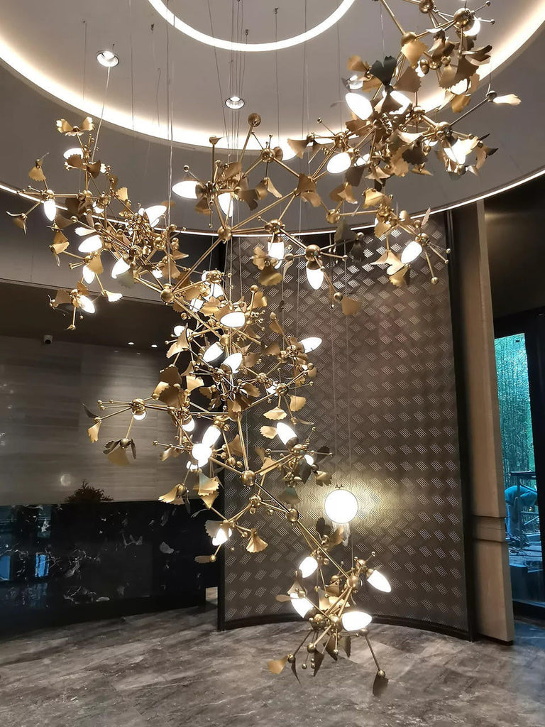 Oro Luxurious Hotel Lobby Gold Contemporary Large Chandelier