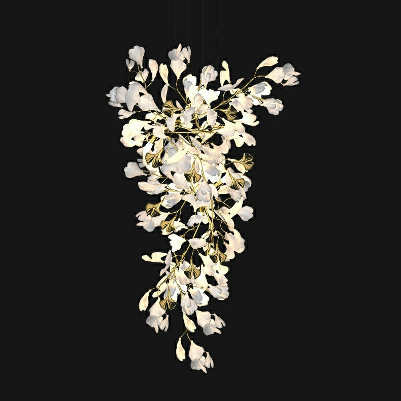 Ceramic Ginkgo Leaves Branch Flower Chandelier