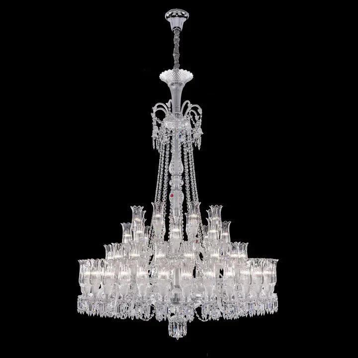 Multi Layer Chrome Crystal Chandelier in French Style with Romantic Branch Flowers for Grand Hallway and Staircase