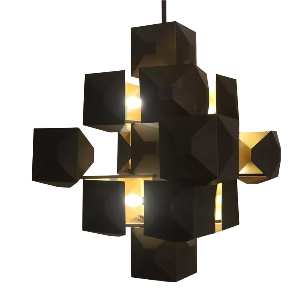 Sofia Black Contemporary Square Nordic Chandelier