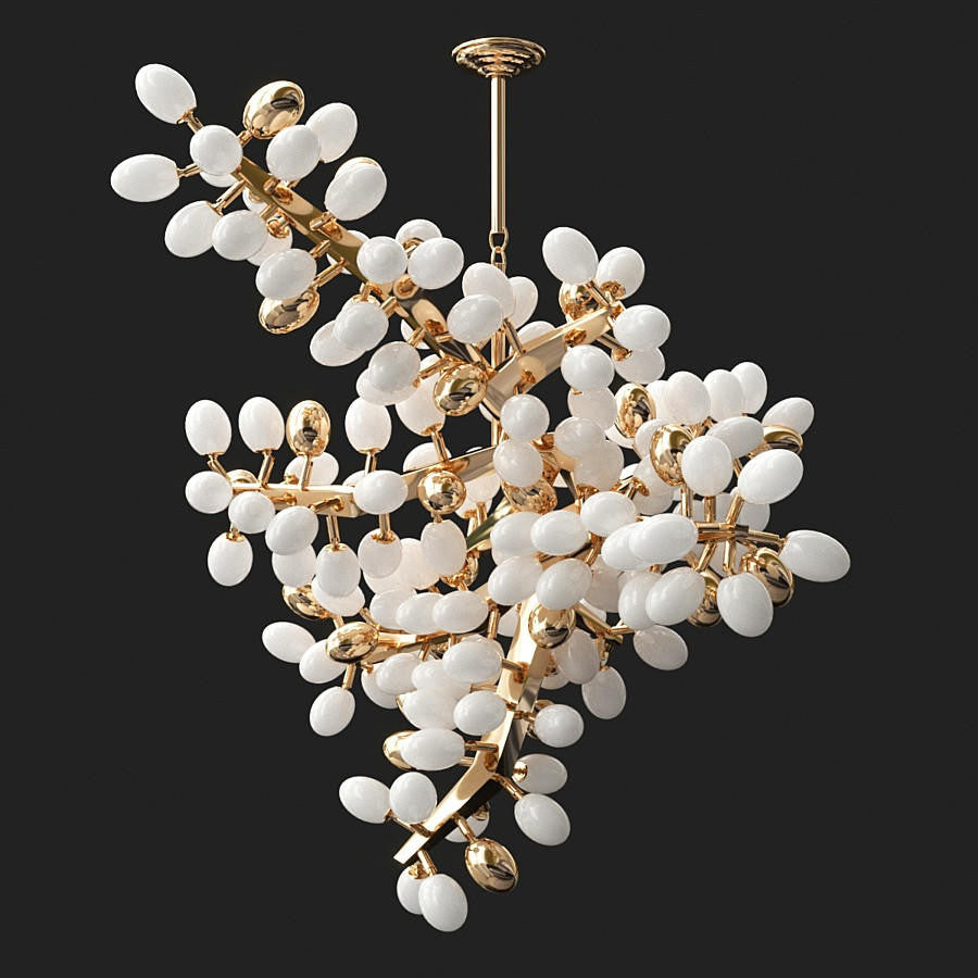 Valiant Chandelier Vertical White and Gold