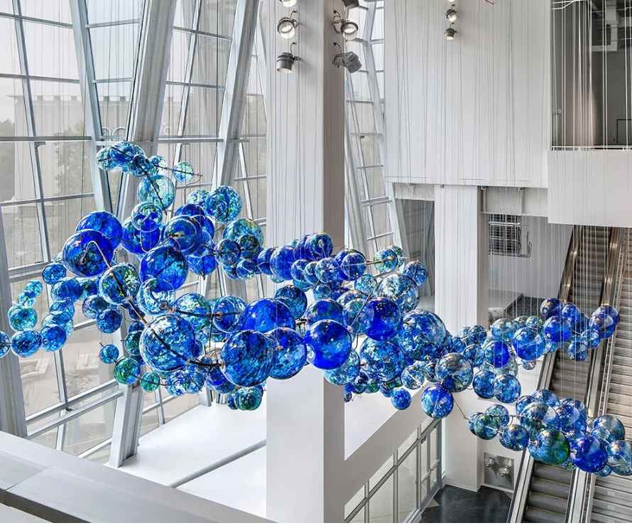 Cobalt Blue Chandelier - Glass Ball Chandelier - Chandelier With Blue Glass