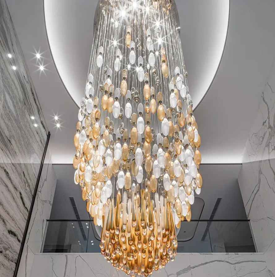 Chandelier Crystal Droplets - Glass Tear Drop Chandelier - Blown Glass Chandelier