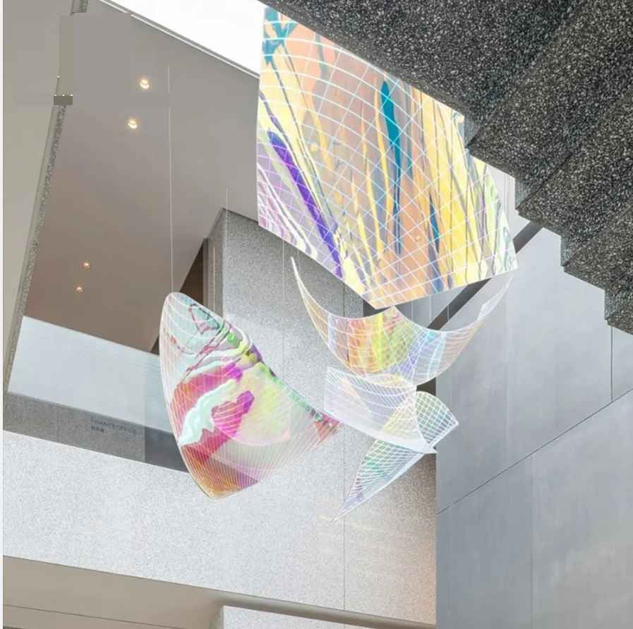 Holographic Lighting - Multicoloured Chandelier - Modern High Ceiling Chandelier