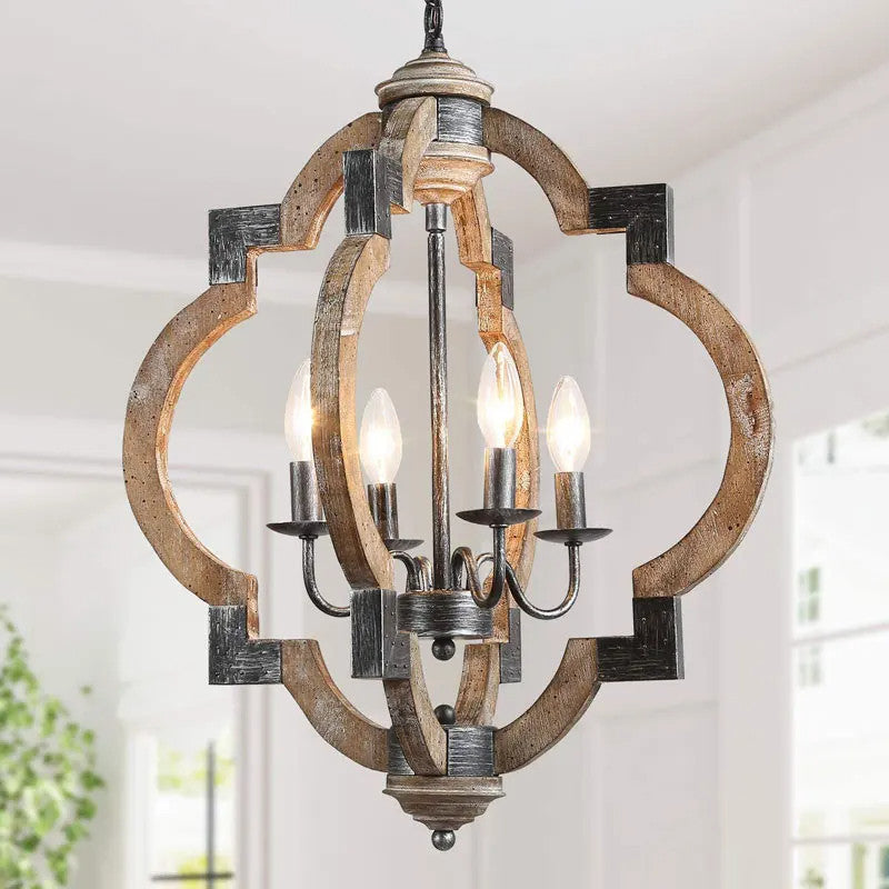 Medieval Chandelier - Creative Iron Chandelier Light Porch Restaurant Kitchen Coffee Shop Bedroom Light - Solid wood Pendent Lamps