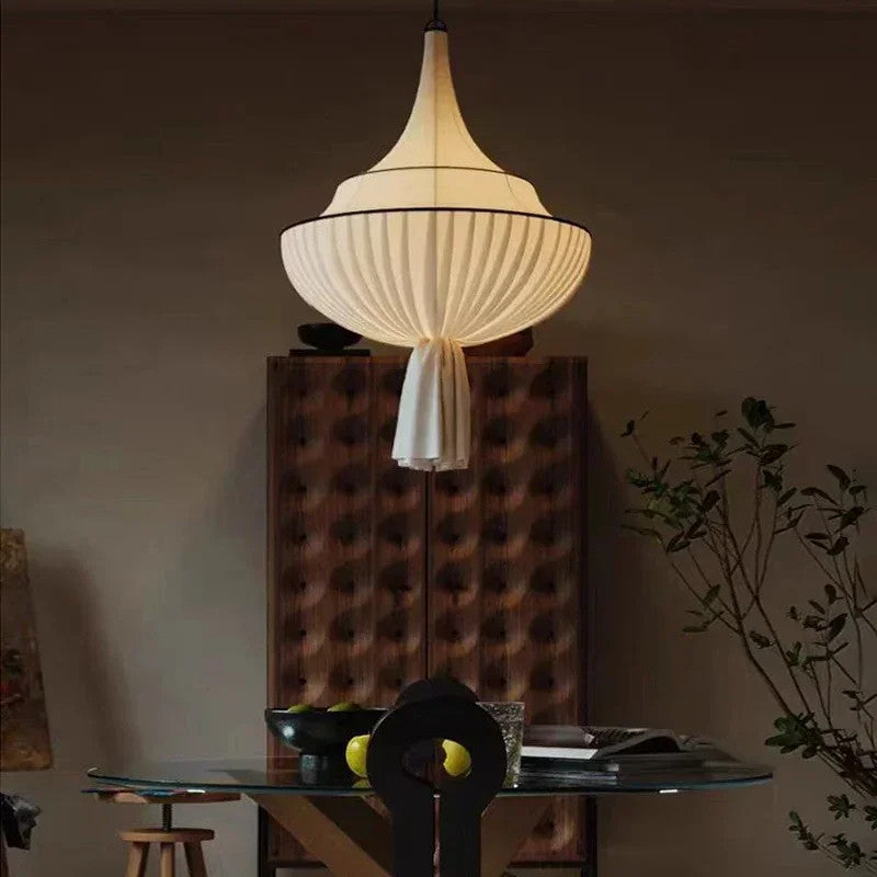 White Beige Fabric Chandelier Japanese Retro Wabi - Cloth Chandelier Living Dining Bedroom Decoration Home Pendant Lights Room Decor Lamps Indoor Fixtures